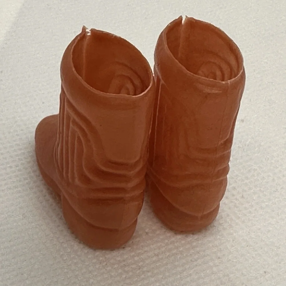 Vintage Barbie Shoes Boots 1990S COWGIRL‎ Short Brown Plastic Doll Shoes